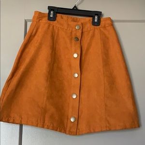 Orange Suede Snap Skirt